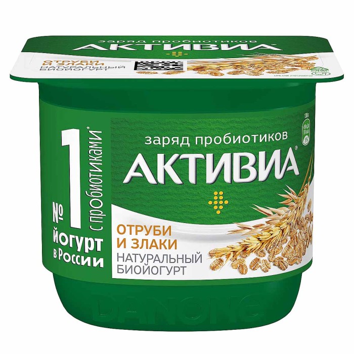 Йогурт Активия отруби-злаки 2,9% 130гр пэт