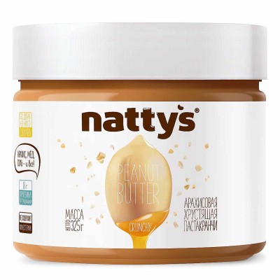 Паста арахисовая Nattys с арахисом и медом 325гр пэт