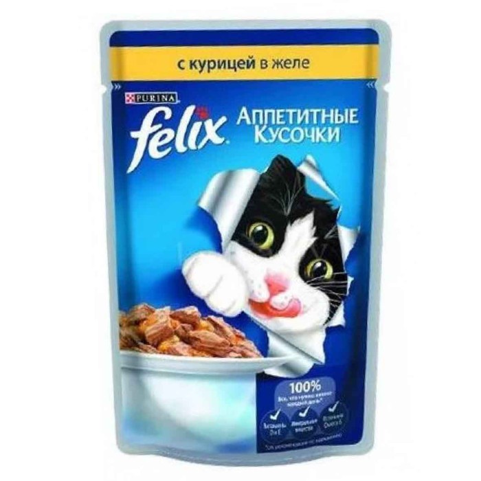 Корм для кошек Felix Аппетитные кусочки курица 85гр пауч