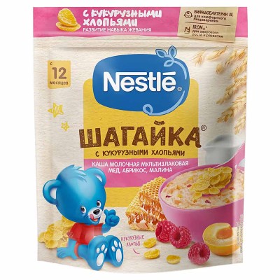 Каша Nestle Шагайка мультизлаковая молочная мед-абрикос-малина с 12мес 190гр д/п
