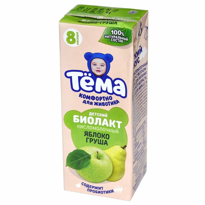Биолакт Тема яблоко-груша 3% с 8мес 206мл т/п