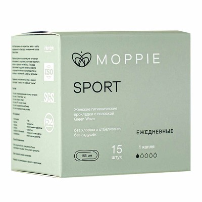 Прокладки ежедневные Moppie Sport 15шт к/у