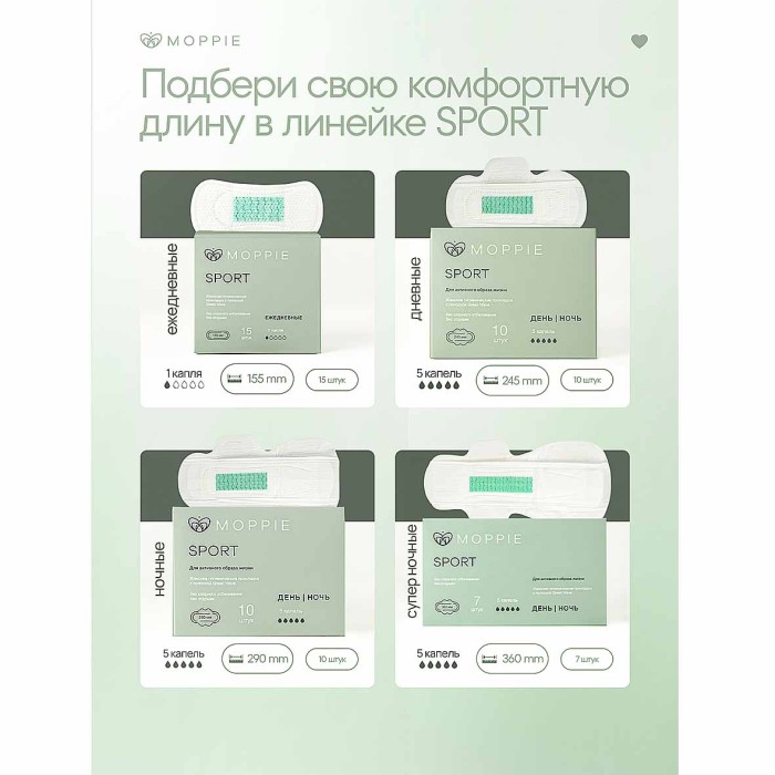 Прокладки ежедневные Moppie Sport 15шт к/у