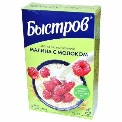 Каша овсяная Быстров Малина-молоко 6х40гр к/у