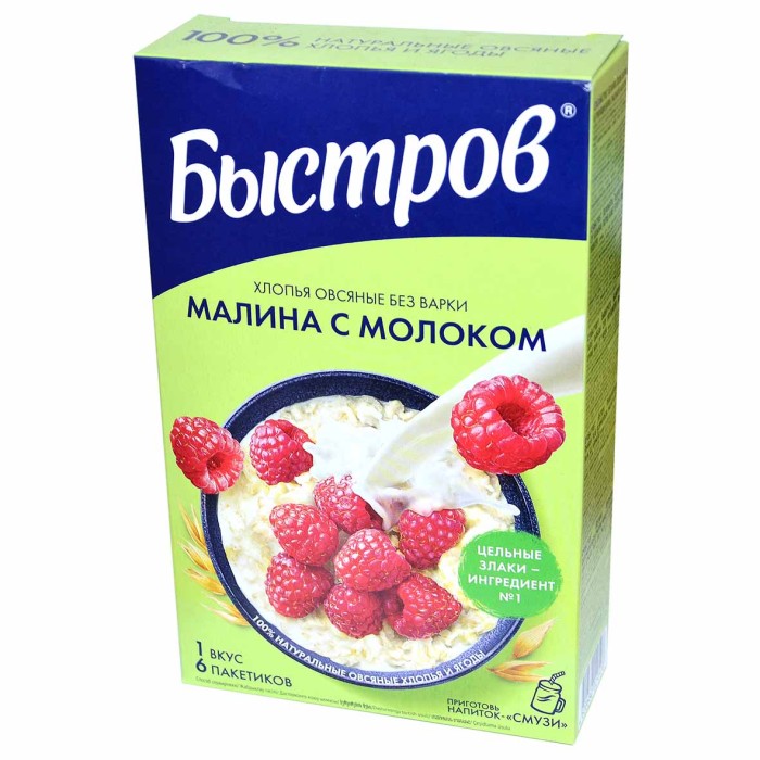 Каша овсяная Быстров Малина-молоко 6х40гр к/у
