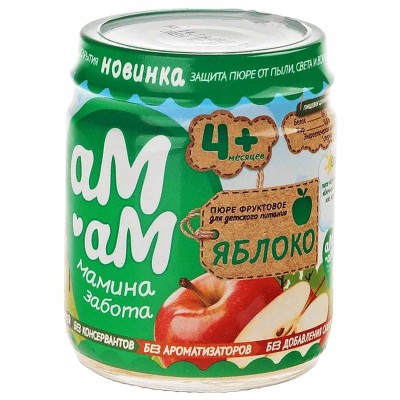 Пюре Ам-ам яблочное с 4мес 90гр ст/б