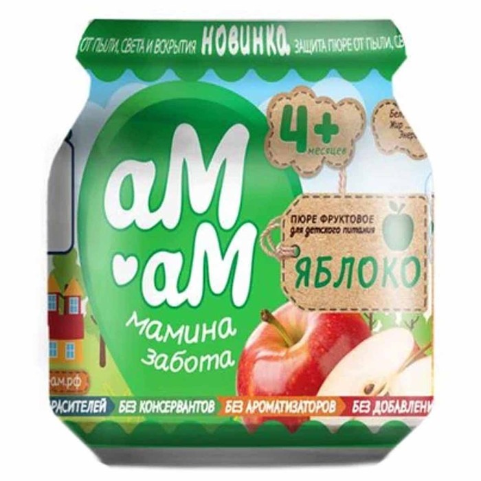 Пюре Ам-ам яблочное с 4мес 90гр ст/б
