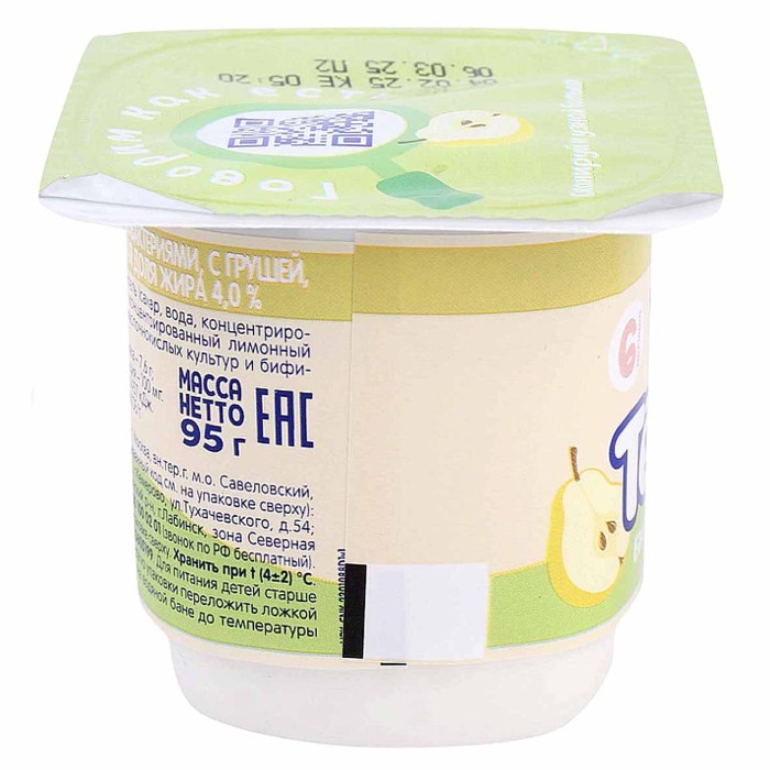 Биотворог Тема Груша 4% 95гр пэт