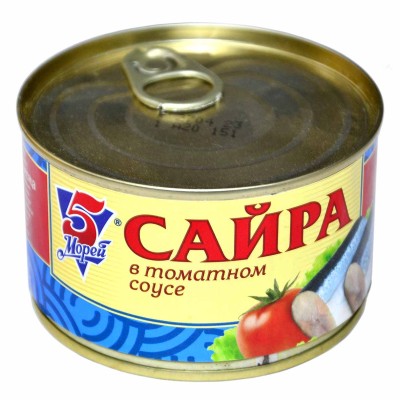 Сайра 5 Морей в томатном соусе 230гр ж/б