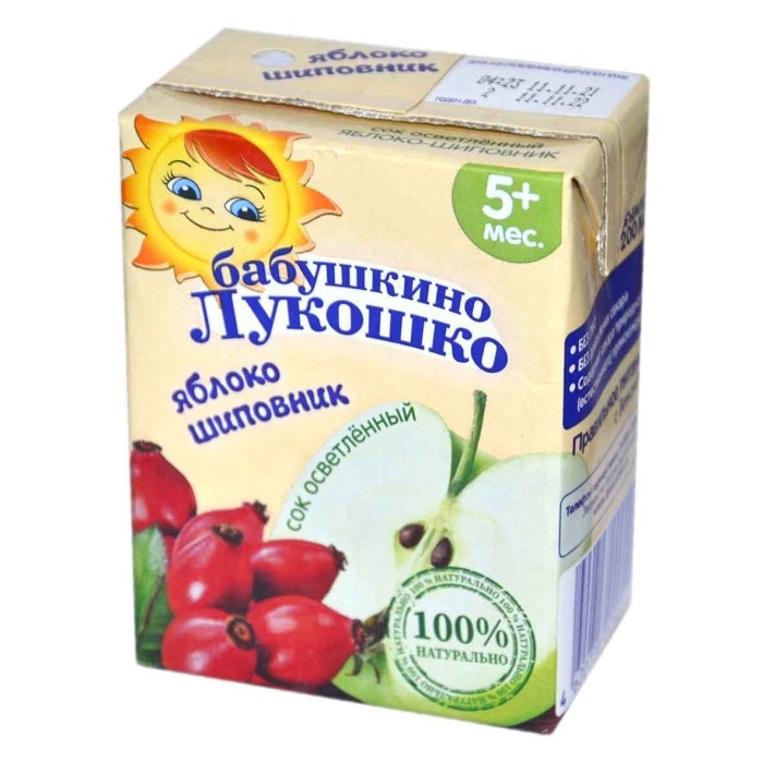 Сок Бабушкино Лукошко яблоко и шиповник освет с 5мес 200мл т/п
