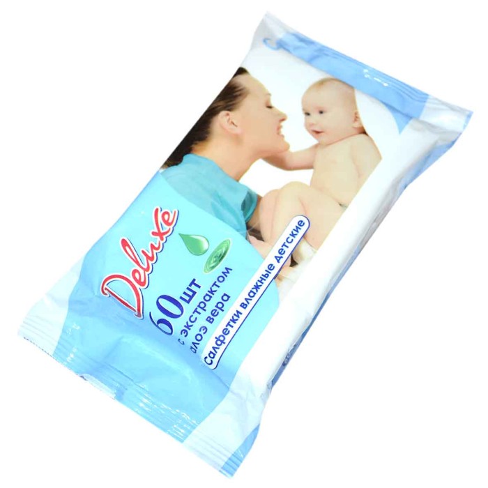 Салфетки влажные Deluxe для детей экстракт алое веры 60шт м/у