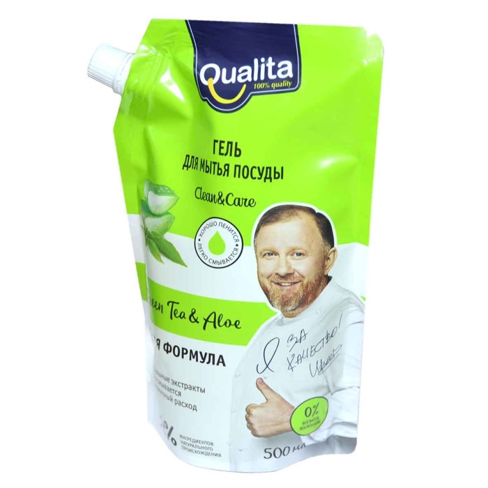 Средство для мытья посуды Qualita Green tea&aloe 500мл д/п