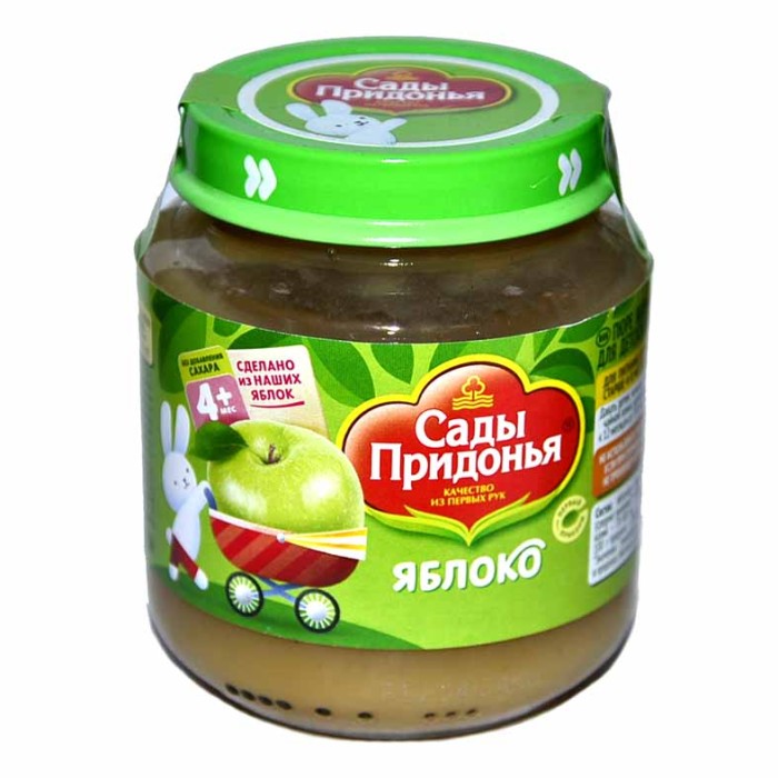 Пюре Сады Придонья яблочное с 4мес 120гр ст/б
