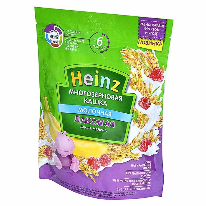 Каша Heinz Лакомая многозерновая банан-малина с 6мес 170rр д/п