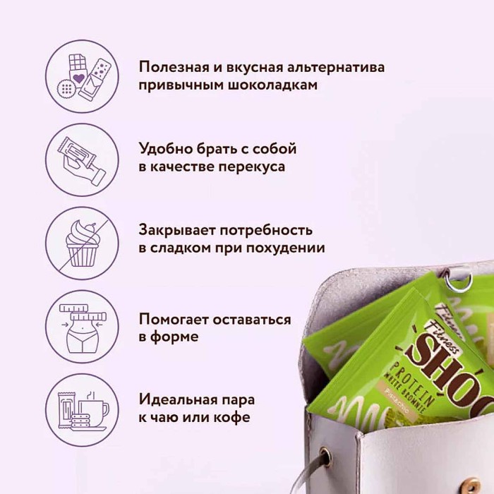 Пирожное протеиновое Fitness Shock Browne глаз фисташка 50гр м/у