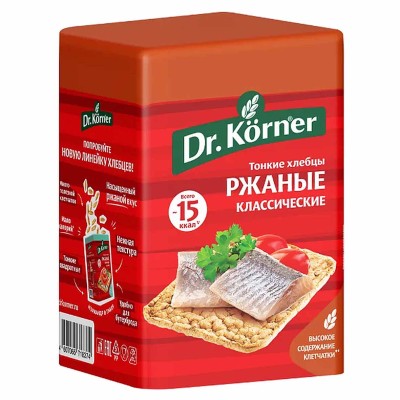 Хлебцы Dr.Korner ржаные классические тонкие 100гр м/у