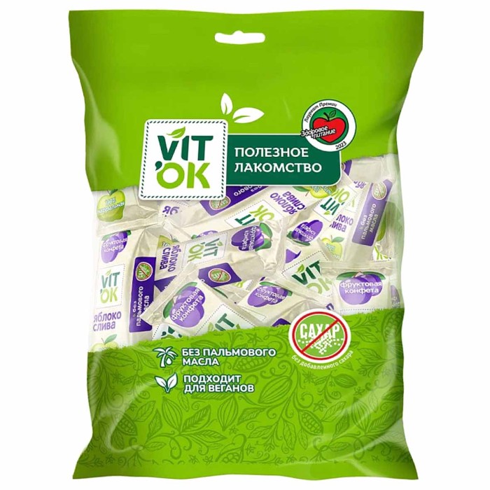 Конфеты VITok Пастила яблоко-слива 120гр м/у