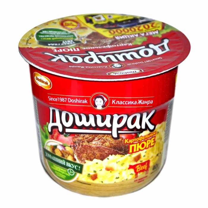 Пюре картофельное Доширак с говядиной 40гр стакан