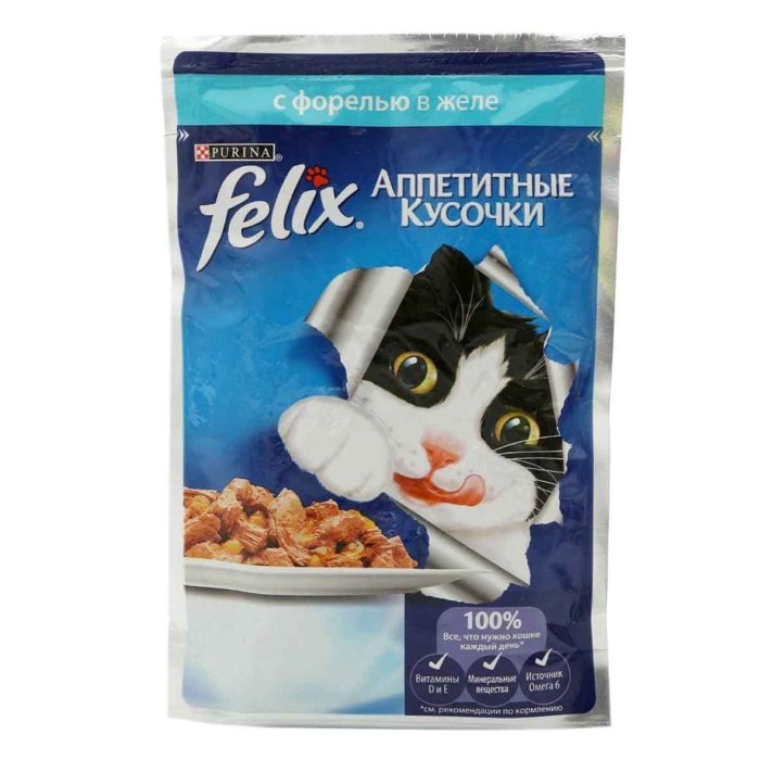 Корм для кошек Felix Аппетитные кусочки форель 85гр пауч
