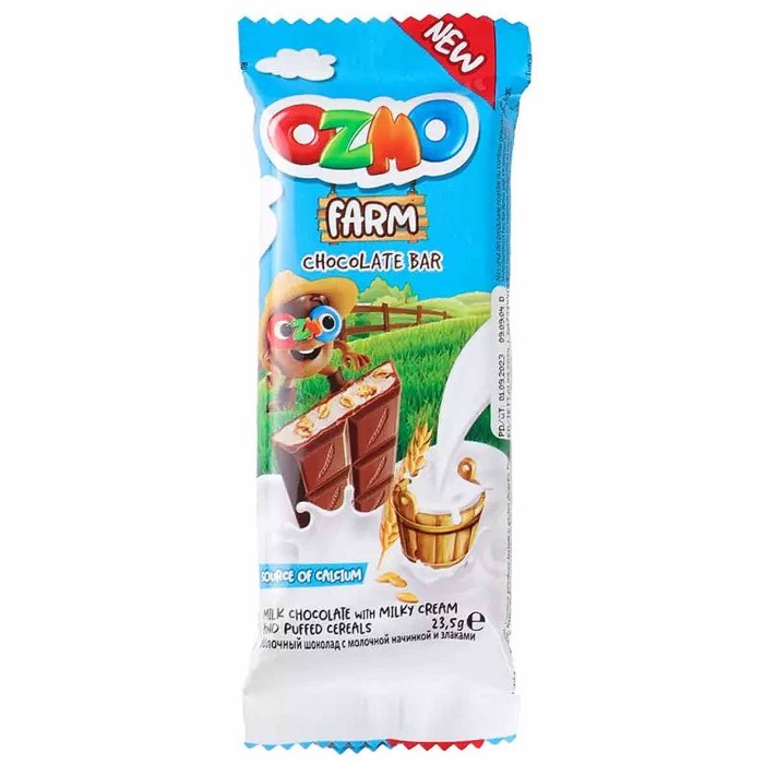 Шоколад Solen Ozmo Farm молочный с мол.начинкой и злаками 23,5гр