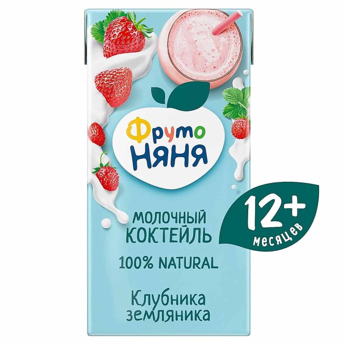 Коктейль ФрутоНяня молочный Клубника-Земляника с 12мес 200мл т/п