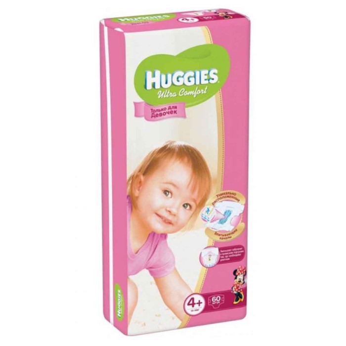 Подгузники Huggies UC Mega 4+ Girl 60шт м/у