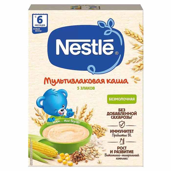 Каша Nestle 5 злаков безмолочная с 6 мес 200гр к/у
