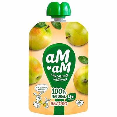 Пюре Ам-ам яблочное с 4мес 90гр пауч