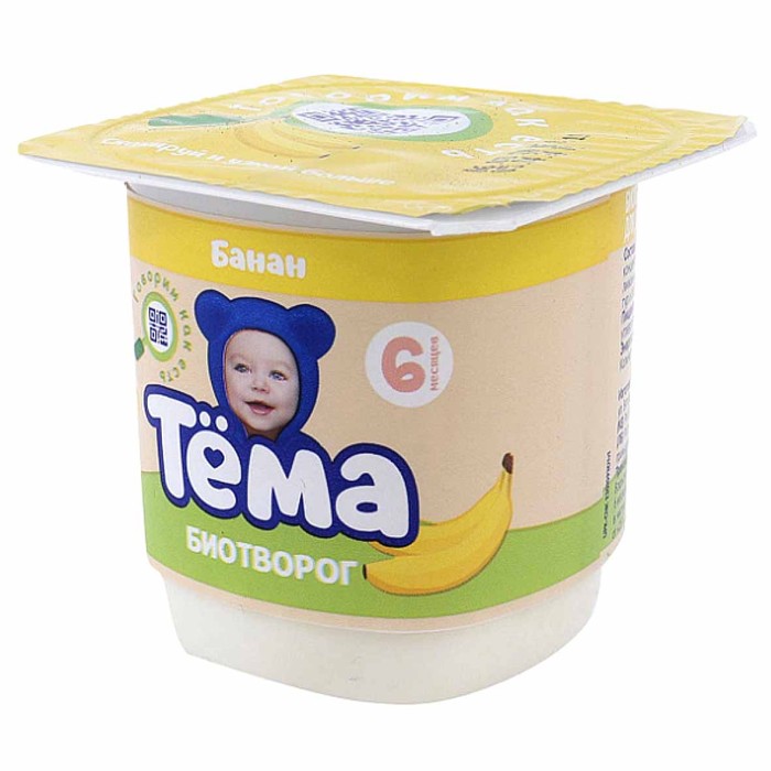 Биотворог Тема Банан 4% 95гр пэт