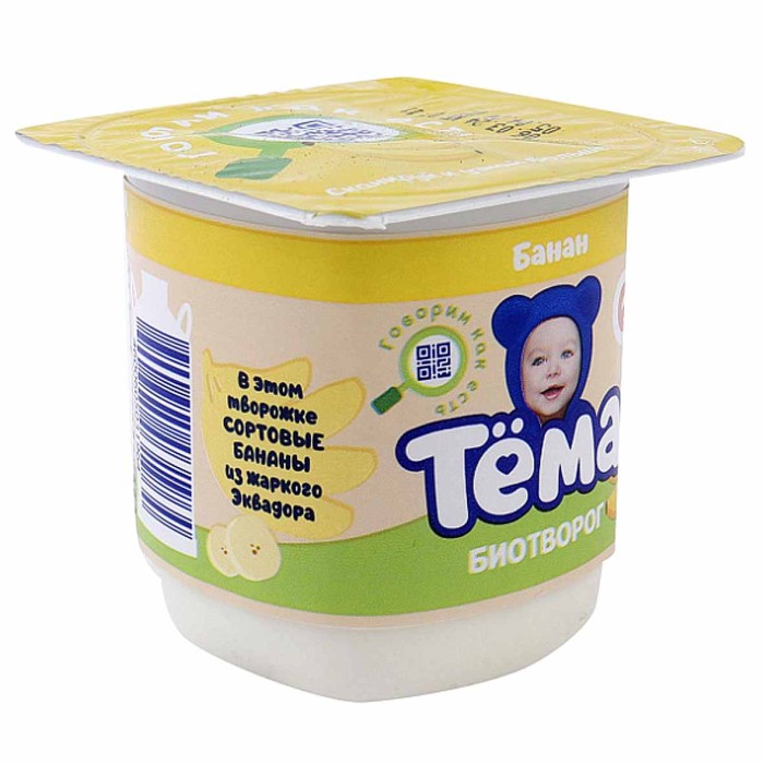 Биотворог Тема Банан 4% 95гр пэт
