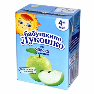 Сок Бабушкино Лукошко яблоко с мякотью с 4месяцев 200мл т/п