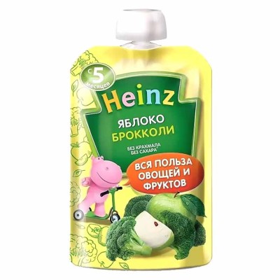 Пюре Heinz яблоко-брокколи с 5мес 90гр пауч