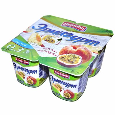 Йогурт Эрмигурт персик-маракуйя 0.3% 115гр пэт