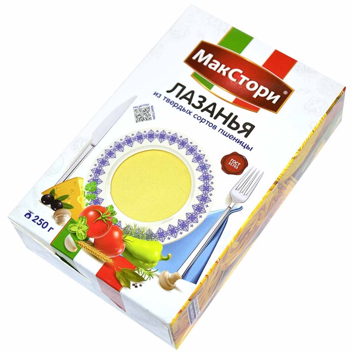 Макароны МакСтори Лазанья 250гр к/у