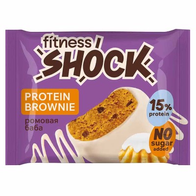 Пирожное протеиновое Fitness Shock Browne глаз ромовая баба 50гр м/у