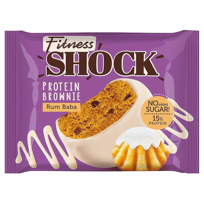 Пирожное протеиновое Fitness Shock Browne глаз ромовая баба 50гр м/у