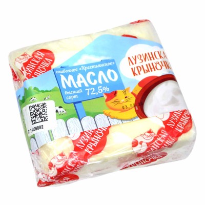 Масло сливочное Лузинская крыночка Крестьянское 72,5% 400гр м/у