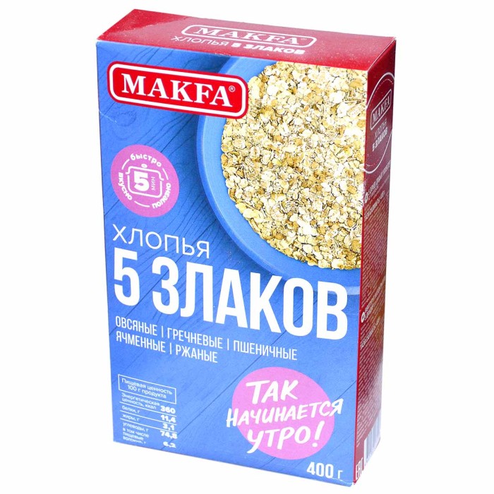 Хлопья Makfa 5 злаков 400гр м/у