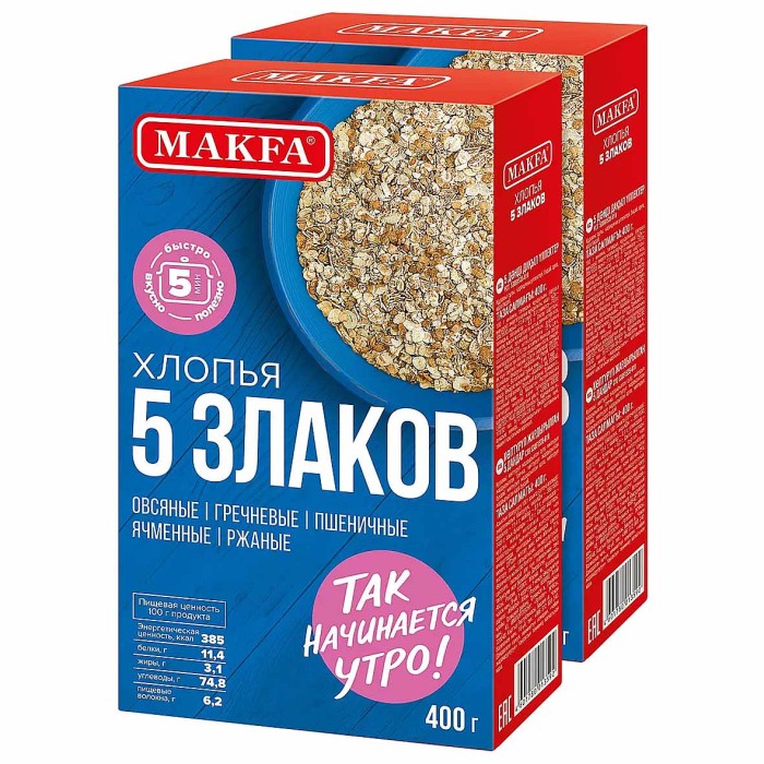 Хлопья Makfa 5 злаков 400гр м/у