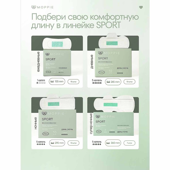Прокладки Moppie Sport для активного образа жизни 10шт к/у
