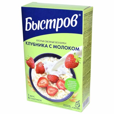 Каша овсяная Быстров Клубника-молоко 6х40гр к/у