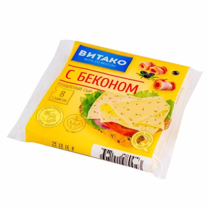 Сыр плавленый Витако с беконом 45% ломтики 130гр м/у