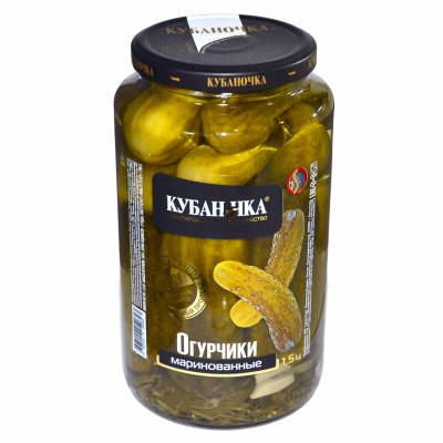 Огурцы Кубаночка маринованные 1500гр ст/б