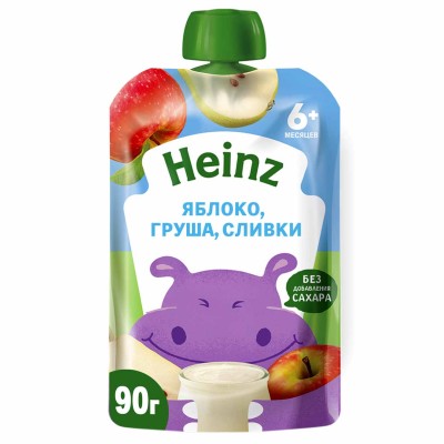 Пюре Heinz яблоко-груша-сливки с 6мес 90гр пауч