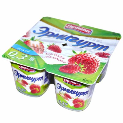 Йогурт Эрмигурт клубника-земляника 0.3% 115гр пэт