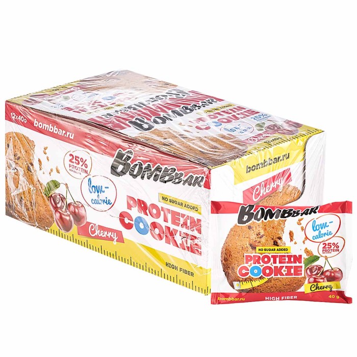 Печенье Bombbar Protein Cookie неглаз вишня 40гр м/у