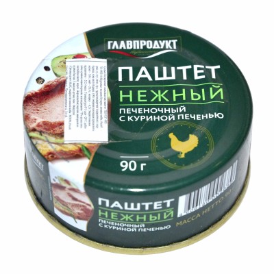 Паштет Главпродукт охотной с утиной печью 90гр ж/б