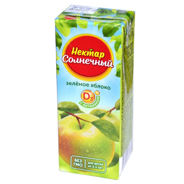 Нектар Солнечный зеленое яблоко 0,2л т/п
