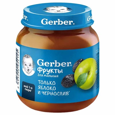 Пюре Gerber яблоко, чернослив 125гр ст/б