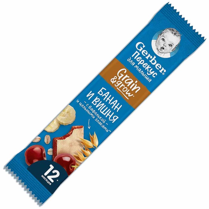 Батончик Gerber фруктовый банан-вишня с 12мес 25гр м/у